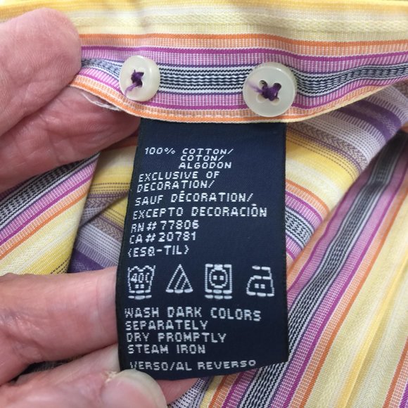 Tommy Hilfiger XL Button Down Shirt Yellow Striped - Picture 11 of 11